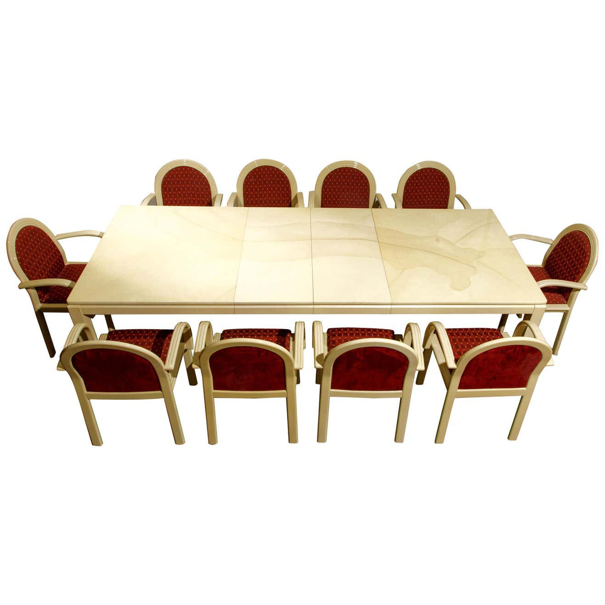 Post-Modern Lacquered Goatskin Dining Set with Ten Chairs, 1970s Italy ...